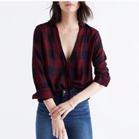 Madewell Tops - red plaid madewell wrap top